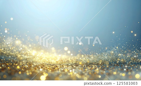 夢幻般的光粒子在藍色和金色中閃耀 125581003
