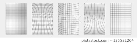 Abstract wireframes, cyberpunk elements and perspective black grids and spheres. Surreal geometric retro futuristic set. Psychedelic y2k shapes. Rave vector elements and signs in trendy psychedelic. Abstract wireframes, cyberpunk elements and perspective black grids and spheres. Surreal geometric retro futuristic set. Psychedelic y2k shapes. Rave vector elements and signs in trendy psychedelic. 125581204