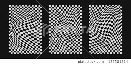 Abstract wireframes, cyberpunk elements and perspective white grids or spheres. Surreal geometric retro futuristic set. Psychedelic y2k shapes. Rave vector elements and signs in trendy psychedelic. 125581214