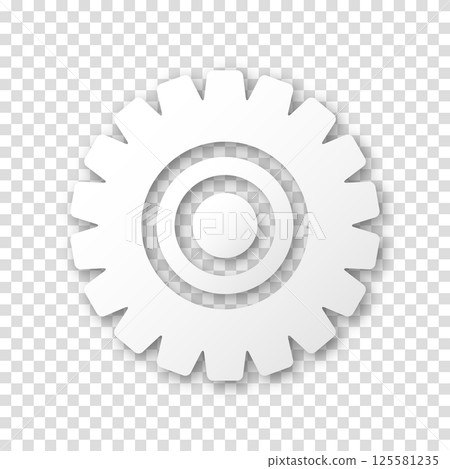 Gear icon, flat design. Machine sprocket gear icon. Realistic vector cogwheel sign symbol on a transparent background. 125581235