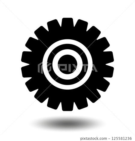 Black gear icon. Machine sprocket gear icon. Flat design. Vector cogwheel sign symbol on a white background. 125581236