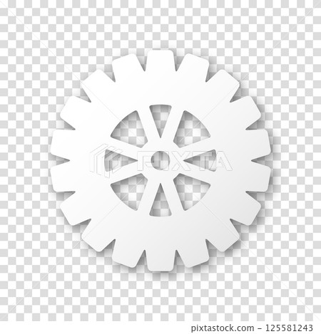 Gear icon, flat design. Machine sprocket gear icon. Realistic vector cogwheel sign symbol on a transparent background. Gear icon, flat design. Machine sprocket gear icon. Realistic vector cogwheel sign symbol on a transparent background. 125581243