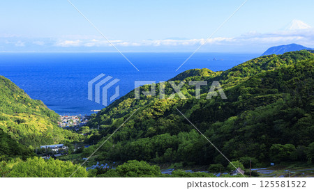 Ishibe rice terraces on the Izu Peninsula with a view of Mt. Fuji 125581522