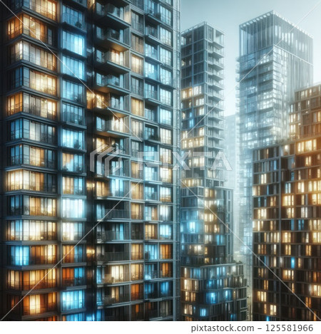 Shining windows of multi-storey buildings. Shining windows of multi-storey buildings. 125581966