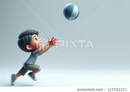 A little boy catching a ball. Space for text. A little boy catching a ball. Space for text. 125582211