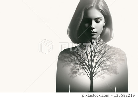 A tree inside a person, a symbol of nature and inner strength. A tree inside a person, a symbol of nature and inner strength. 125582219