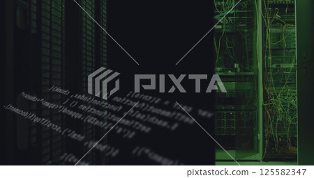 Image of data processing over server room 125582347