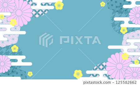 藍色日本圖案背景非常適合影片縮圖 125582662