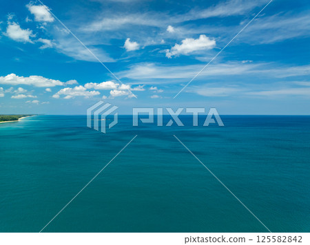 Aerial view beautiful sea surface nature background,Amazing waves texture ocean sea background 125582842