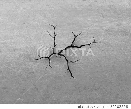 Realistic cracked concrete wall with fissures, vector broken land or ground, cleft destruction cement floor background Realistic cracked concrete wall with fissures, vector broken land or ground, cleft destruction cement floor background 125582898