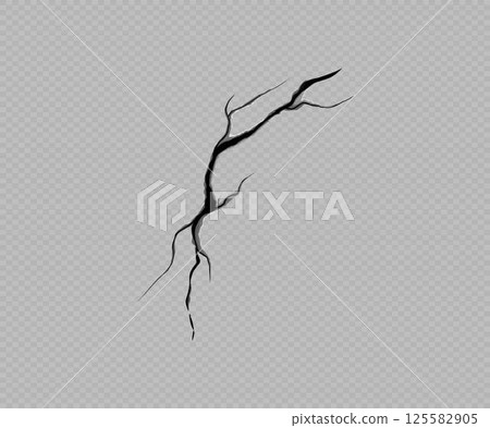 Realistic wall crack effect, vector illustration of land erosion or cracked ground texture on transparent background 125582905