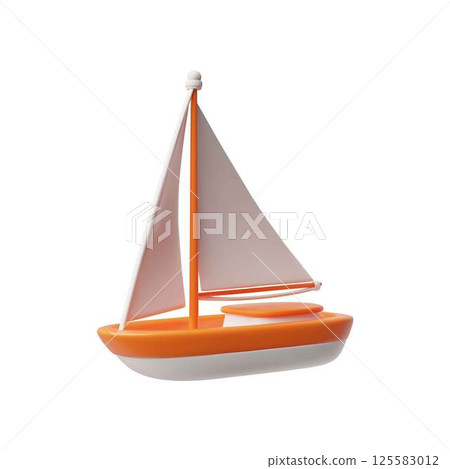 Travel sail boat 3D plastic cartoon vector icon, realistic sailing vessel, travel ship small yacht cruise transportation Travel sail boat 3D plastic cartoon vector icon, realistic sailing vessel, travel ship small yacht cruise transportation 125583012