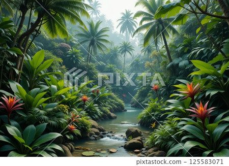 Tropical oasis with diverse flora and being far removed from hustle. Tropical oasis with diverse flora and being far removed from hustle. 125583071