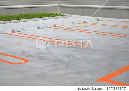 Concrete paved parking lot 125583157