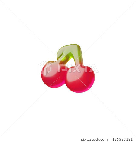 3D vector icon of marmalade jelly in the shape of red cherries. 125583181