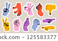 Collection of gesture signs from human hands. A set of fingers showing emotions and directions. gesture finger in flat design. communication expressions with hand sign in trendy style. vector icon 125583377