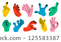 Collection of gesture signs from human hands. A set of fingers showing emotions and directions. gesture finger in flat design. communication expressions with hand sign in trendy style. vector icon 125583387