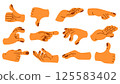Collection of gesture signs from human hands. A set of fingers showing emotions and directions. gesture finger in flat design. communication expressions with hand sign in trendy style. vector icon 125583402