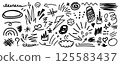 Collection of hand drawn doodles and squiggles for text highlighting sign. Set of design elements with texture of scribbles. Black line brush stroke. Simple cute vector swashes, strokes, note, diagram 125583437