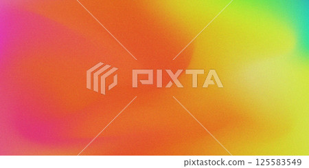 Abstract bright yellow, red and orange mesh gradient background with grain noise texture overlay. Vibrant rainbow grainy textured backdrop for ui design, banner, poster, business concept 125583549