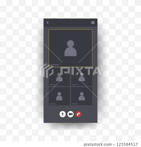 Videocall Interface template. Conference meeting mockup. Background of video chat screen for teleconferences. Vector Illustration in flat style Videocall Interface template. Conference meeting mockup. Background of video chat screen for teleconferences. Vector Illustration in flat style 125584517