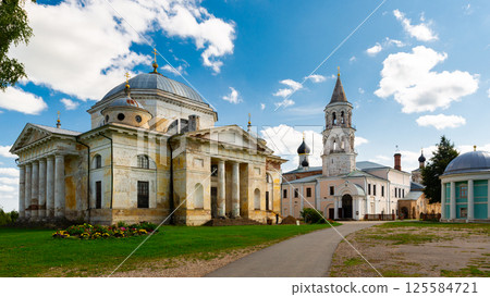 Inner court of Borisoglebsky Monastery in Torzhok in summer, Russia Inner court of Borisoglebsky Monastery in Torzhok in summer, Russia 125584721
