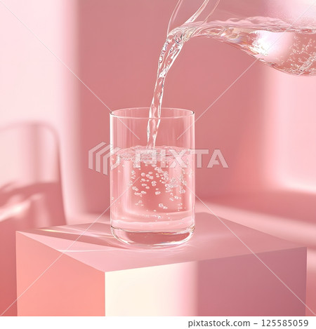 Pour water into the glass 125585059