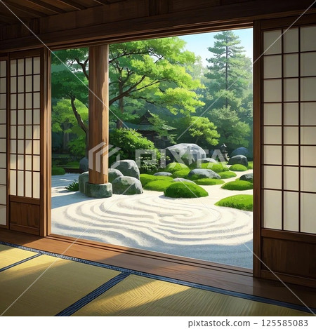 晨曦中的禪宗花園 125585083