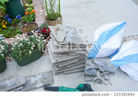 Residential image: Waste from replacing staircase tiles Residential image: Waste from replacing staircase tiles 125585693