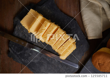 Slices of butter cake on plate Slices of butter cake on plate 125585711