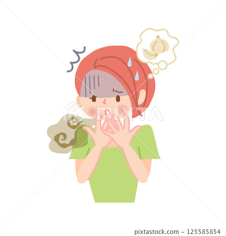 A woman who eats garlic and has bad breath 125585854