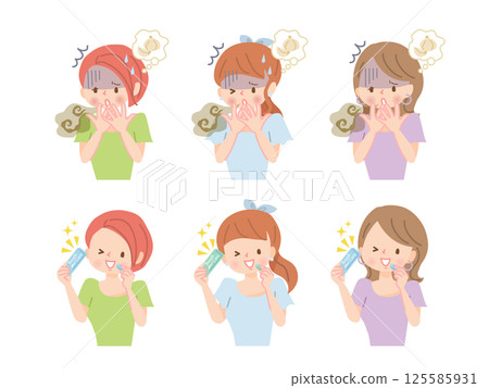 有口臭問題的女性,前後 有口臭問題的女性,前後 125585931