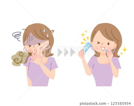女人出現口臭前後對比 125585934