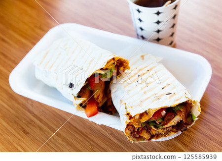Turkish fast food, wrapped dish durum kebab 125585939