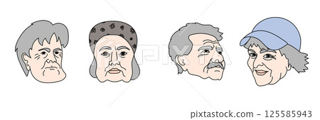 Elderly people with gray hair and wrinkles. Elderly people with gray hair and wrinkles. 125585943