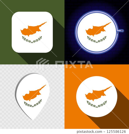 Set of modern icons with the national flag of Cyprus. 125586126