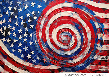 American flag. Grunge abstract look. Generative Ai American flag. Grunge abstract look. Generative Ai 125586315