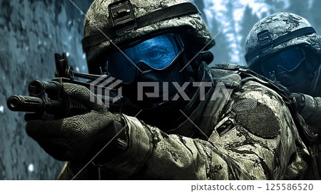 特種部隊士兵處於戰鬥準備狀態 125586520
