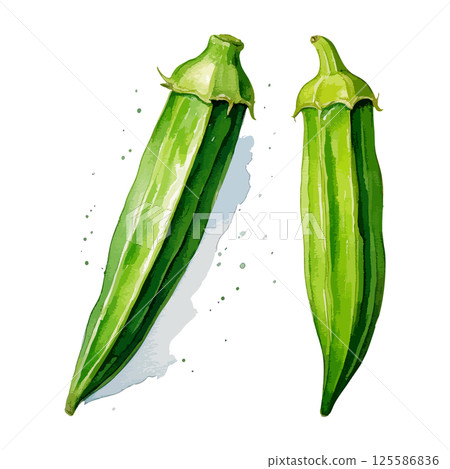 AI生成的秋葵水彩插圖 125586836