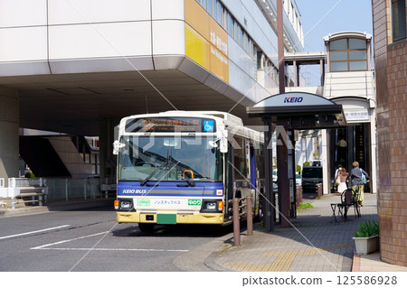 Keio Bus stops at the Sekiba bus stop in front of Otsuka Teikyo University Station Keio Bus stops at the Sekiba bus stop in front of Otsuka Teikyo University Station 125586928
