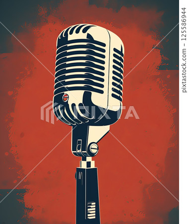 Vintage microphone. Retro poster design. Generative Ai 125586944
