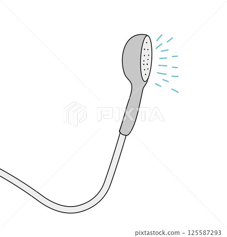 Shower head spraying water on white background 125587293