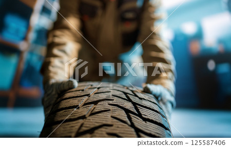 mechanic changing a wheel 125587406