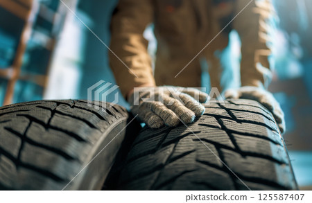 mechanic changing a wheel 125587407