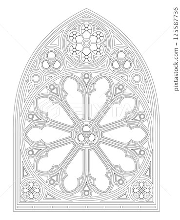 Gothic window outline template coloring 125587736