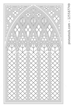 Gothic window outline template coloring Gothic window outline template coloring 125587749