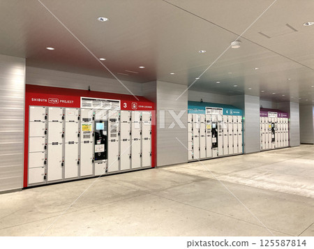 The colorfully-coded coin lockers at Shibuya Station The colorfully-coded coin lockers at Shibuya Station 125587814