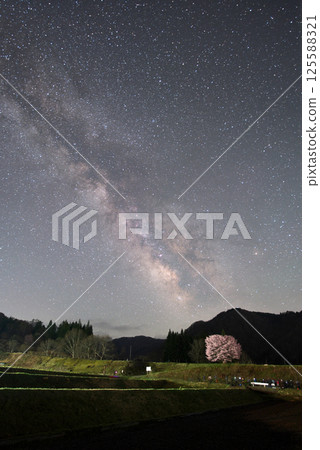 A single cherry tree and the Milky Way at Nodaira in Hakuba Village, Nagano Prefecture A single cherry tree and the Milky Way at Nodaira in Hakuba Village, Nagano Prefecture 125588321