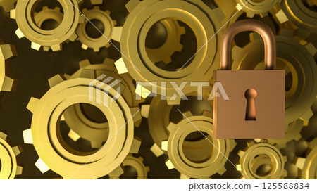 The Master key lock and Gears for security concept 3d Rendering. The Master key lock and Gears for security concept 3d Rendering. 125588834