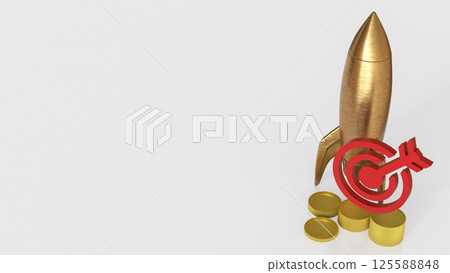 The Copper rocket and target for Business concept 3d Rendering. The Copper rocket and target for Business concept 3d Rendering. 125588848